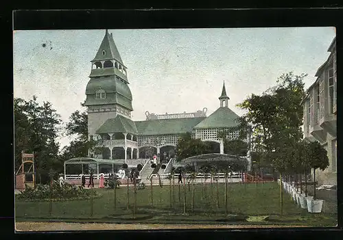 AK Zwickau, Gewerbe- und Industrie-Ausstellung 1906, Ansicht vom Teich-Cafe