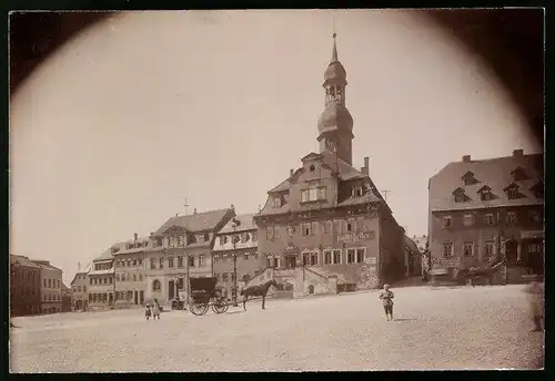 Fotografie Brück & Sohn Meissen, Ansicht Waldenburg, Rathaus und Ratskeller