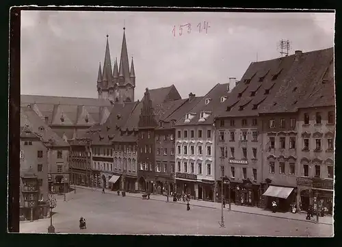 Fotografie Brück & Sohn Meissen, Ansicht Eger, Marktplatz mit Apotheke & Ladengeschäften