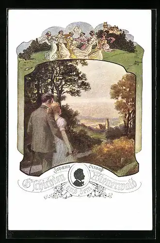 Künstler-AK W. Braun: Deutscher Schulverein Nr. 1755: Junges Paar schaut verträumt ins Tal