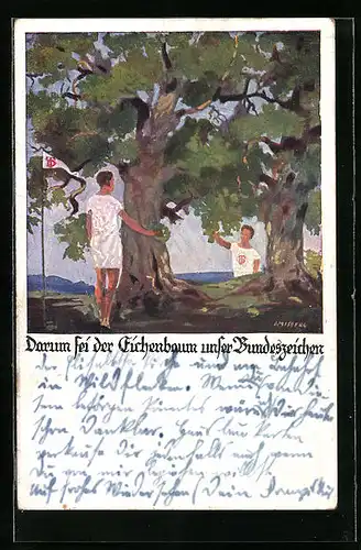 Künstler-AK Otto Amtsberg: Der Eichenbaum das Bundeszeichen der Turner