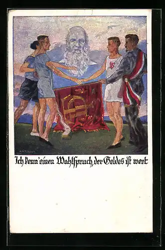 Künstler-AK Otto Amtsberg: Ich kenn` einen Wahlspruch, der Goldes ist wert