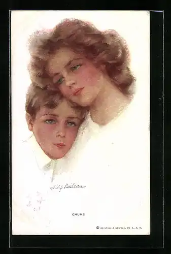 Künstler-AK Philip Boileau: Chums, Geschwisterpaar mit traurigen Augen