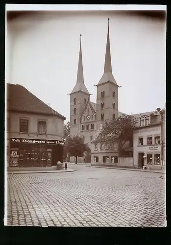 Fotografie Brück & Sohn Meissen, Ansicht Grimma, Blick auf den Leipzigerplatz mit Geschäft K. F. Seifert, Gustav Martin