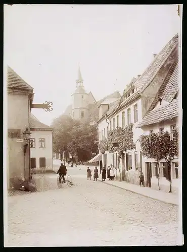 Fotografie Brück & Sohn Meissen, Ansicht Oschatz, Partie am Altmarkt mit Blick zur Klosterkirche
