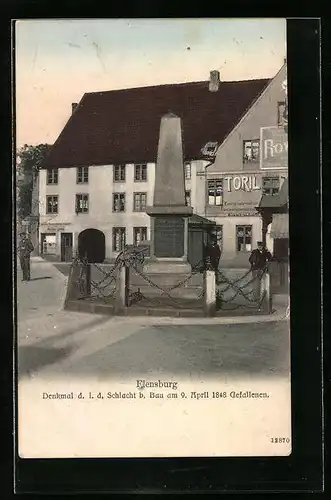 AK Flensburg, Denkmal d. i. d. Schlacht b. Bau am 9. April 1848 Gefallenen