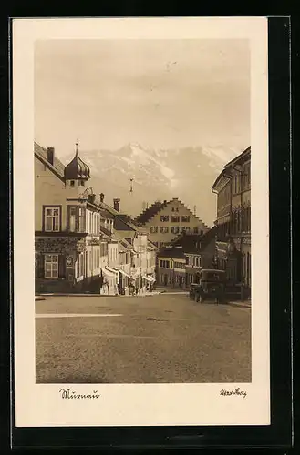 AK Murnau, Strassenpartie mit Geschäften