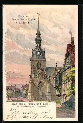 Lithographie Wolfenbüttel, Hauptkirche Beatae Mariae Virginis