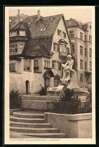 AK Stuttgart, Alexanderbrunnen v. D. Stocker