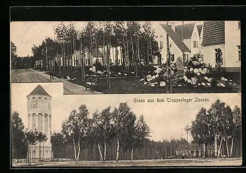 AK Zossen, Wasserturm, Ortsansicht