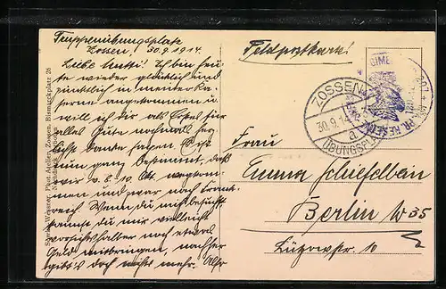 AK Zossen, Truppenlager mit Generals-Baracke und Lagerpartie