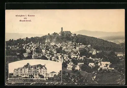 AK Königstein i. T., Gesamtansicht, Grand-Hotel