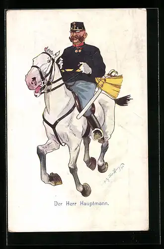 Künstler-AK Fritz Schönpflug: Der Herr Hauptmann zu Pferd, Portepee