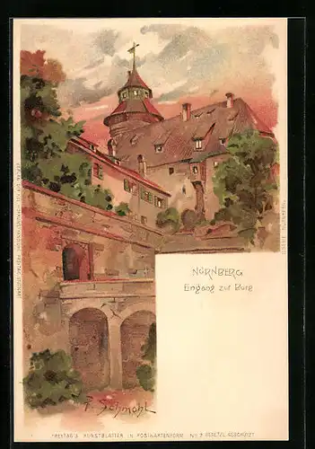 Künstler-AK P. Schmohl: Nürnberg, Eingang zur Burg