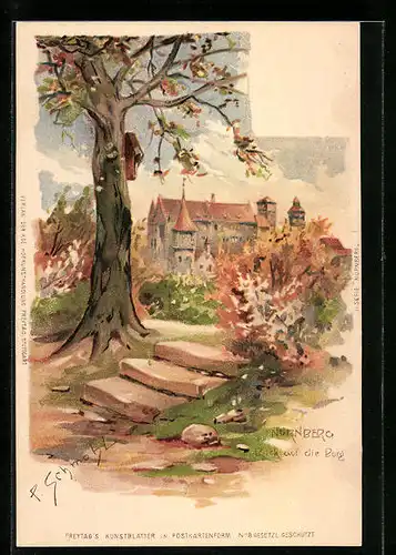 Künstler-AK P. Schmohl: Nürnberg, Burg im Herbst