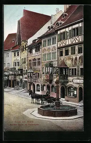 AK Stein am Rhein, Bemalte Häuser am Rathausplatz