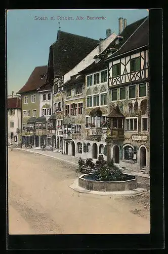 AK Stein am Rhein, Strassenpartie mit alten Bauwerken, mit Gasthof zur Sonne