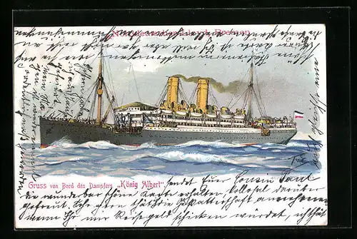 AK Dampfer König Albert auf hoher See