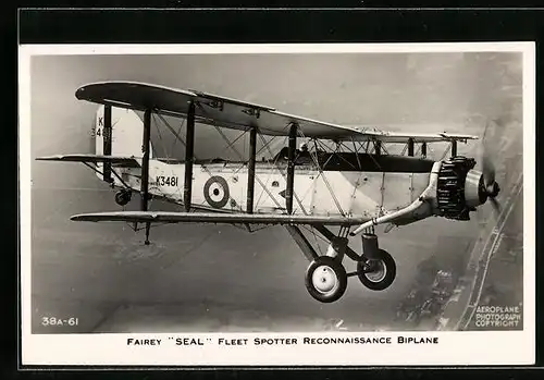 AK Flugzeug Fairey Seal, Fleet Spotter Reconnaissance Biplane, Kennung K3481