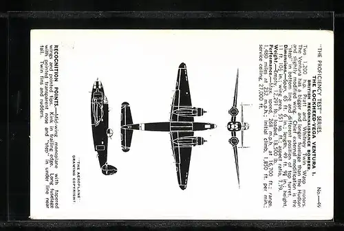 AK Valentine`s Aircraft Recognition Cards, Britischer Bomber