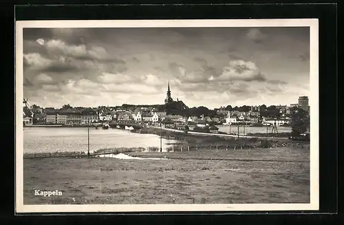 AK Kappeln, Panorama des Ortes mit Brücke