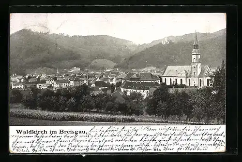 AK Waldkirch /Breisgau, Ortsansicht mit Kirche