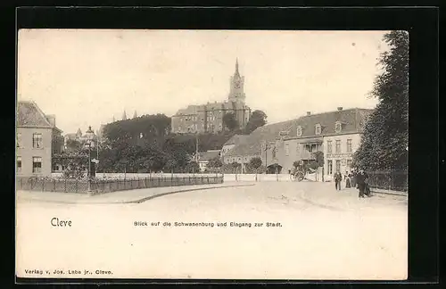 AK Cleve, Blick auf die Schwanenburg und Eingang zur Stadt