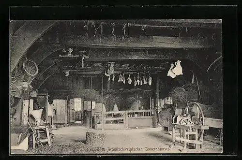AK Braunschweig, Innenansicht eines Braunschweigischen Bauernhauses