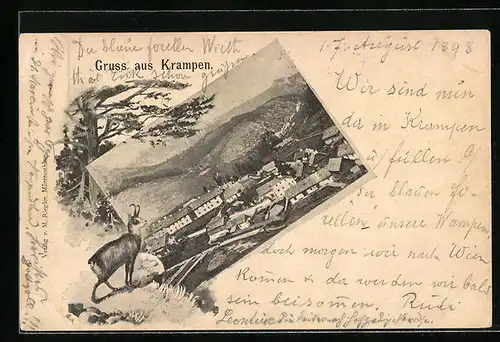 AK Neuberg-Krampen, Gruss mit Blick auf den Ort