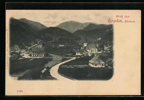AK Kapellen, Fliegeraufnahme des Ortes in der Steiermark