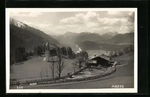 AK Mösern, Totale mit Kirche und Gehöft