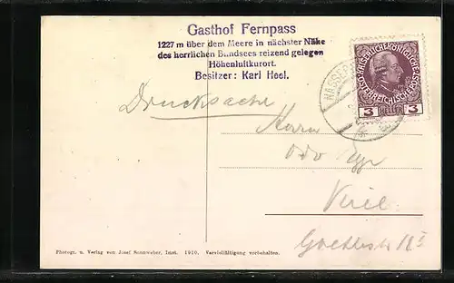 AK Fernpass, Pferdekutsche am Gasthof Fernpass