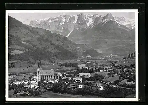 AK St. Johann im Pongau, Totalansicht gegen das Gebirge