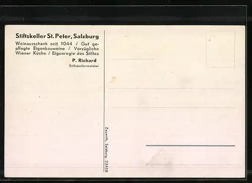 Künstler-AK Salzburg, Stiftskeller St. Peter, Hofansicht