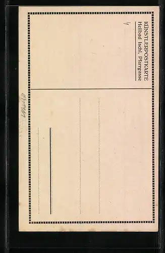 Künstler-AK Ischl, Pfarrgasse mit Kirche