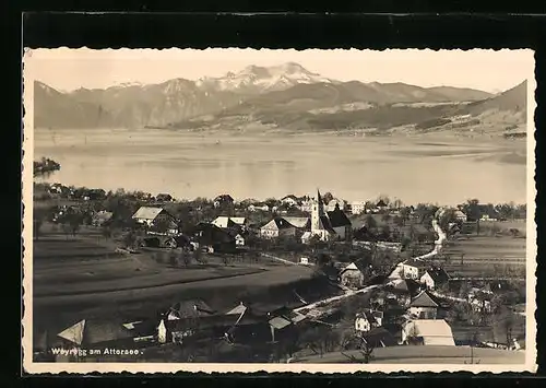 AK Weyregg am Attersee, Ortsansicht aus der Vogelschau