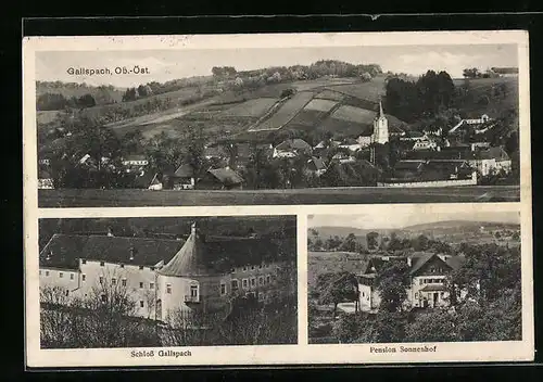 AK Gallspach, Pension Sonnenhof, Schloss, Ortsansicht