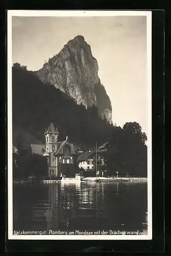 AK Plomberg am Mondsee, Salzkammergut, Uferpartie mit der Drachenwand