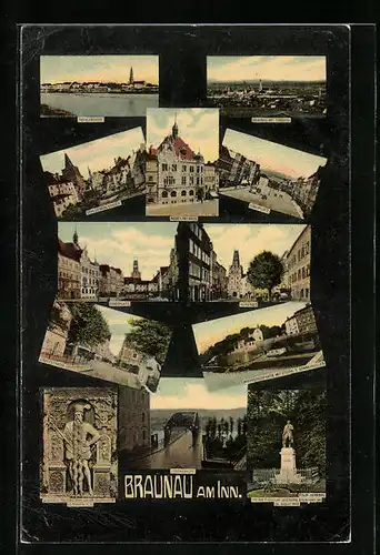 AK Braunau am Inn, Neues Rathaus, Stadtplatz, Brückenkopf