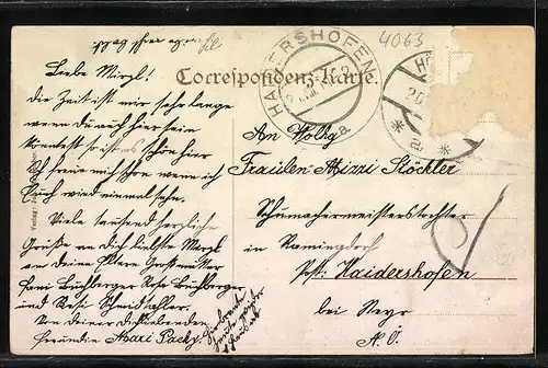 AK Hörsching, Teilansicht mit Kirche