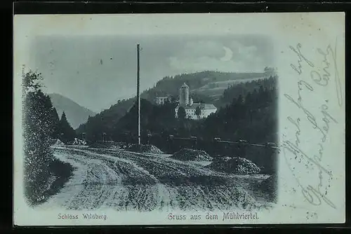 Mondschein-AK Wildberg-Mühlviertel, Schloss Wildberg