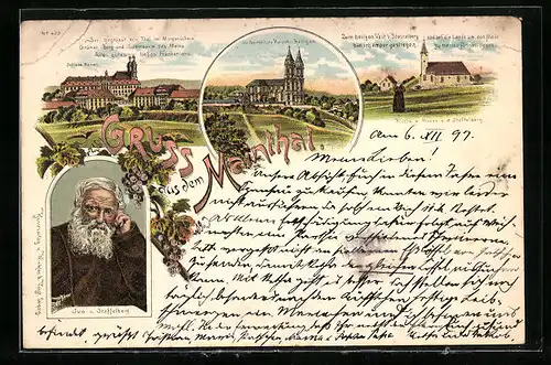 Lithographie Banz, Schloss Banz, Kirche und Klause auf dem Staffelberg