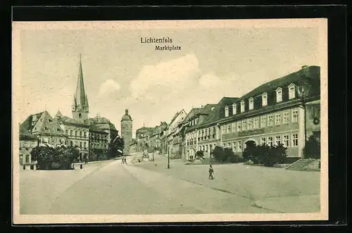 AK Lichtenfels, Marktplatz mit Blick auf Kirche und Turm