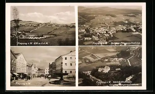 AK Freyung, Ortsansichten vom Flugzeug aus, Strassenpartie