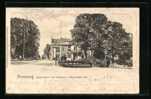 AK Pinneberg, Kriegerdenkmal mit Kreishaus und Bürgermeister-Amt
