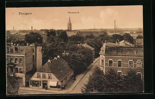 AK Elmshorn, Ortspanorama mit Strasse aus der Vogelschau