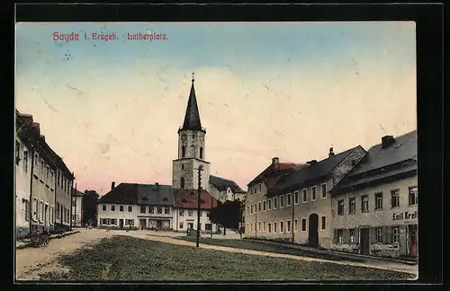AK Sayda /Erzgeb., Lutherplatz, Kirche