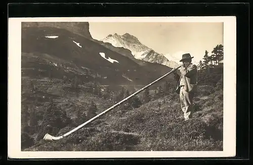 AK Alphornbläser im Berner Oberland