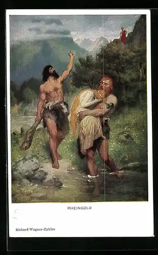 Künstler-AK Szene aus Rheingold von Richard Wagner, Nibelungen
