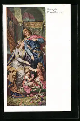 Künstler-AK Szene mit Parsival aus Richard Wagners Werk Lohengrin